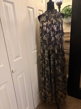 Taylor Black and Gold Smocked Halter Neck Maxi Dress